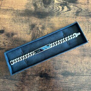 David Yurman Curb Chain ID Bracelet w/ Pietersite - 11.5mm - 8.25" - RARE